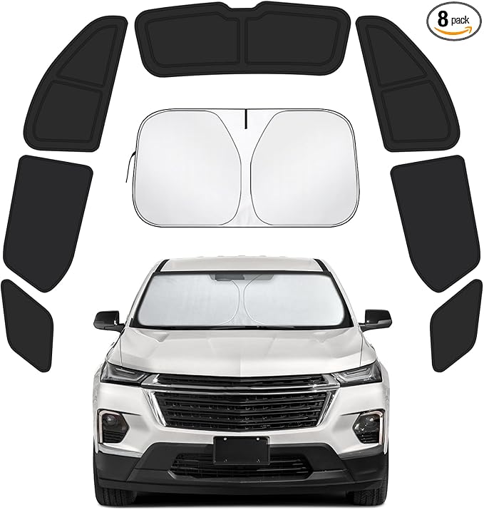 Car Window Shades Intended for Chevrolet Traverse 2018-2023, Privacy Window Covers 8PCS for Side, Rear & Windshield, Car Shield Sunshade for Privacy Protection, Heat Blocking, Camping and Parking