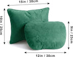2PCS Car Pillow for Car Neck Pillow for Driving Seat Neck Support Soft Cushion Back Support Head-Rests for Vehicle Sleeping with Elastic Adjustment Strap (Green, Head and Lumbar)