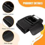 Car Armrest Cushion, 5-in-1 Nappa Leather Vehicle Centre Console Cover with 2 Storage Pockets, Cup Phone & Phone Holder, Multifunctional Auto Organiser Accessories, Universal Fit (Black)