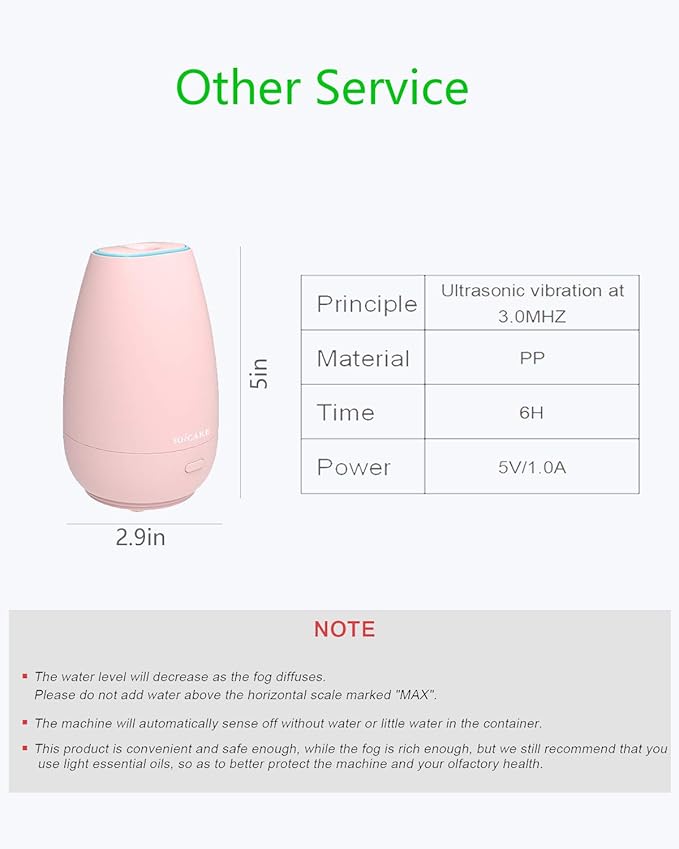 SOICARE Diffuser,USB Plug-in Car Portable Aromatherapy Diffuser,Essential Oils for Diffusers with 7 Colors Lights 2 Switch Mode Waterless Auto Off for Car Home Office Room (Pink)