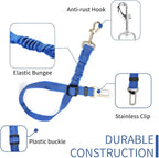 3 Colors Dog Safety Seat Belt,Quality Polyester Fabric,Adjustable,360° zinc Alloy Buckle,with Elastic,High Strength,Wear-Resistant and Durable,Easy to Install,Easy to Wash(Blue)