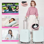 Neck Travel Pillow |100% Pure Memory Foam Neck Pillow Comfortable & Breathable Cover, Machine Washable for Travel, Airplane, Car Rides, & Home Use, Travel Kit with Eye Masks, Earplugs, & Bag (Pink)