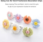 2 Pieces Daisy Flower Air Vent Clip Cute Car Air Freshener Clip Boho Car Air Outlet Decorations Charm Car Inter Decor Accessories for Girls Women