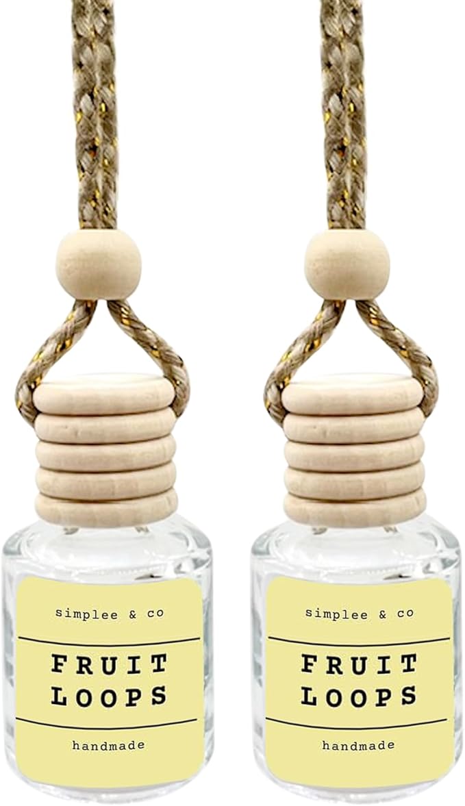 Fruity Rings, 2 Pack, Car Air Hanging Essential Oil Diffuser, Car Air Freshener Diffuser with Long Lasting Essential Oils, Aromatherapy Vehicle Diffuser, Long Lasting