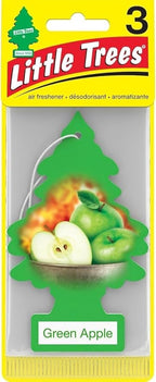 LITTLE TREES Car Air Freshener | Hanging Paper Tree for Home or Car | Green Apple | Pack of 3