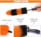 Master Car Wheel Brush, 16" Long Soft Bristle Car Wheel Rim Cleaner Brush, Easy Reach Wheel and Rim Detailing Brush, Car Washing Brush Tire Detail Brush for Wheel Rim Exhaust Tips (Orange & Black)