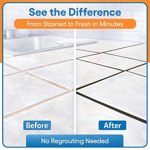 Dark Gray Grout Paint Pen Tile Grout Colorant & Sealer Marker, Quick-Dry, Ideal for Bathroom, Shower, Kitchen Tiles Restores Grout Lines, 3 Adjustable Tips (2-3 mm)