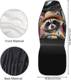 Funny Raccoon Car Seat Cover Front Seats Only,Soft Front Bucket Seat Cover Decorative Saddle Blanket Cushion Cover for Cars Trucks and SUVs