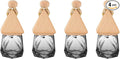 uxcell 4pcs Hanging Car Air Freshener Perfume Bottle, 8ml Pendant Empty Clear/Black Glass Essential Oil Aromatherapy Diffuser with Wooden Cap for Car Decor (Clear/Black, Rhombus)