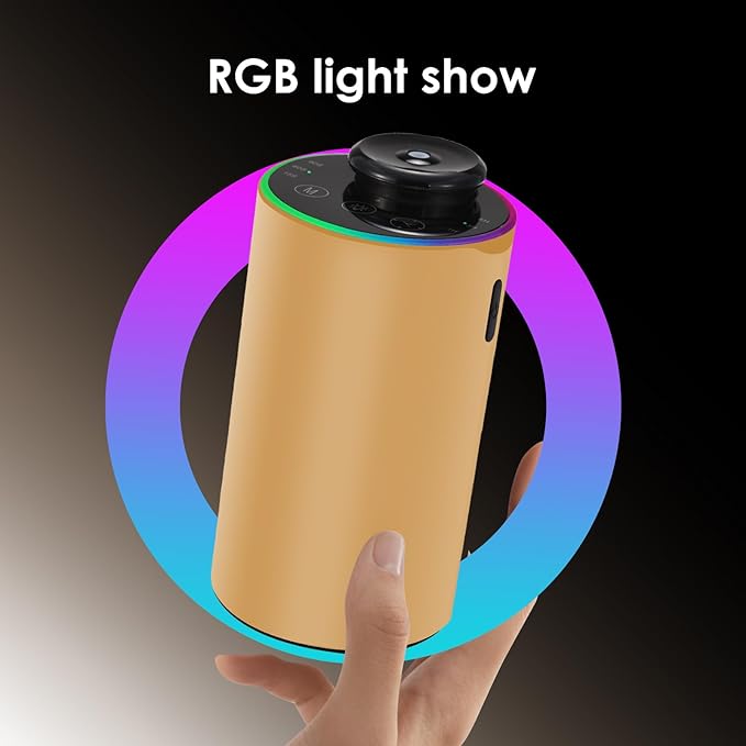 Waterless Essential Oil Diffuser with 8 Color LED Night Light, 3 Mist Levels & Timers, Portable Rechargeable Aromatherapy Diffuser for Home Car Room Studio Office, Black Metal (Gold)