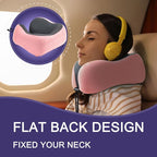 napfun Neck Pillow for Traveling, Upgraded Travel Neck Pillow for Airplane 100% Pure Memory Foam Travel Pillow for Flight Headrest Sleep, Portable Plane Accessories, Pink Striped Kit