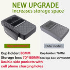 Universal Car Armrest Cushion Organizer - PU Leather Center Console Pad with Cup Holder, Phone Storage & Side Pockets, Multifunctional Armrest Cover for Most Vehicles