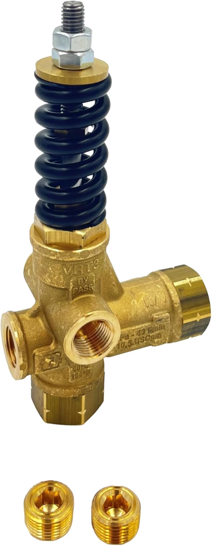 Annovi Reverberi VRT3-310A Unloader, Black Spring, 4500 PSI, 10.5 GPM, No Adjustment Knob, Brass