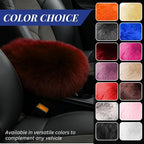 Andalus Brands Pure Australian Sheepskin Fluffy Car Center Console Cover, Luxurious Non-Shedding Furry Arm Rest Cover for Car, Versatile for All Seasons, Dark Red - (11.47" X 6.3")