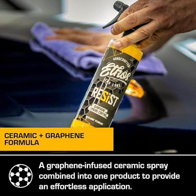 Ethos RESIST Graphene Spray Coating for Cars – Graphene Ceramic Coating Spray, Extreme Hydrophobic Protection, Gloss Enhancement, Water Spot Resistant Paint Sealant – 16oz