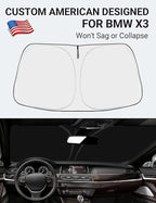 Proadsy 2026 Upgrade Front Windshield Sun Shade Foldable Sunshade Protector Custom Fit 2011-2017 BMW X3 Base xDrive28i xDrive35i M Sport SUV Accessories