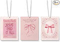 Pink Cute Car Accessories for Women,Christian Decor Air Freshener for Car, Funky Coquette Bow Bible Verse Decor Air Freshener Hanging 3 Pcs for Cars Closet Drawer Books Bathroom