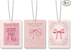 Pink Cute Car Accessories for Women,Christian Decor Air Freshener for Car, Funky Coquette Bow Bible Verse Decor Air Freshener Hanging 3 Pcs for Cars Closet Drawer Books Bathroom