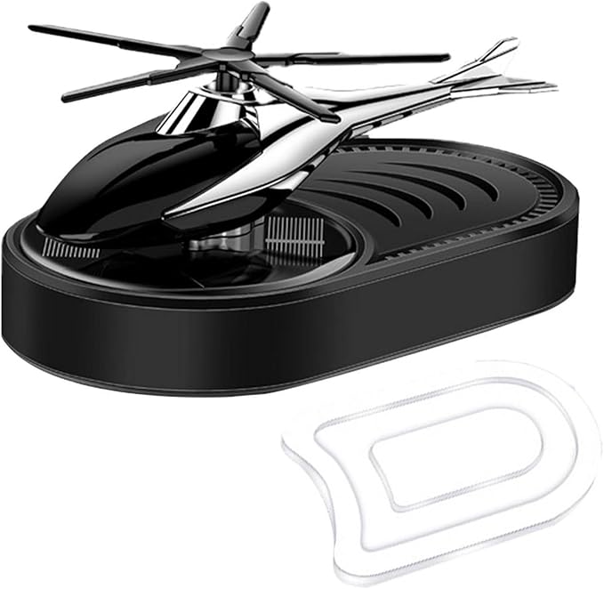 Solar Powered Car Air Freshener - Helicopter Design - Long Lasting Fragrances - Red