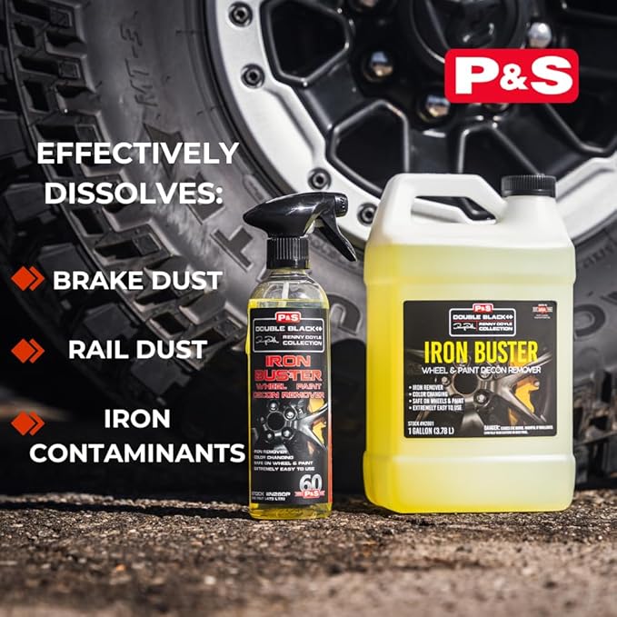 P & S PROFESSIONAL DETAIL PRODUCTS Iron Buster Wheel & Paint Decon Remover - pH Balanced, Safe on Alloy, Chrome, Steel & Aluminum Wheels - 1 Gallon