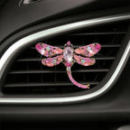 4Pcs Bling Rhinestone Crystal Dragonfly Air Freshener Vent Clips,Cute Car Air Fresheners Vent Clips Accessories,Refillable Car Diffuser, Glamorous Auto Decor (Pink)