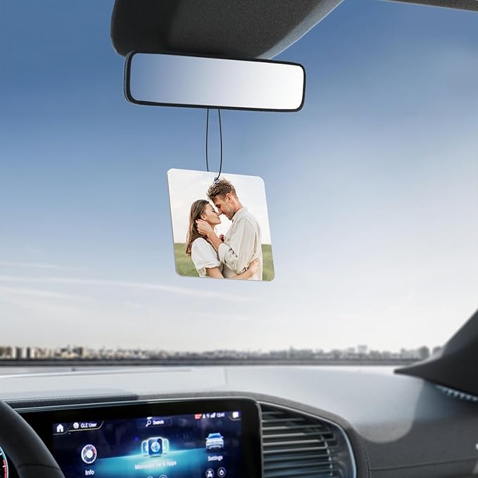 Custom Air Fresheners with Pictures - Personalized Double Sided Photo Text Air Fresheners for Car Wardrobe Bathroom Decor Hangings（Square)