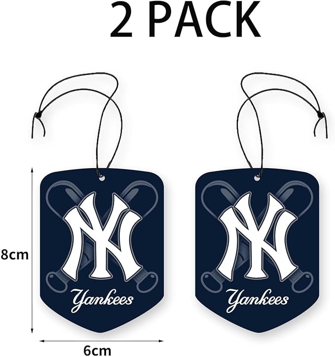 MLB New York Yankees Car Air Freshener - Team Logo Scented Hanging Air Freshener, Blue Shield Design with "NY Yankees" Logo, Sports Fan Auto Fragrance for Cars, Trucks, Home (2 Pack)