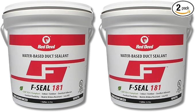 Red Devil 0841DW F-Seal 181 Fiber Reinforced Water Based Duct Sealant, 1 Gallon, White, 2 Pack