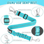 SlowTon Dog Seatbelt, 2 Pack Dog Seat Belt Car Leash Adjustable Elastic Bungee Buffer Heavy Duty Nylon Reflective Pet Safety Tether Connect to Dog Harness for Travel Riding in Vehicle (Daul Clip, TB)