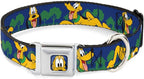 Dog Collar Seatbelt Buckle Pluto 4 Poses Landscape Blue Green 11 to 17 Inches 1.0 Inch Wide