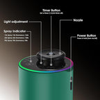 Waterless Essential Oil Diffuser with 8 Color LED Night Light, 3 Mist Levels & Timers, Portable Rechargeable Aromatherapy Diffuser for Home Car Room Studio Office, Black Metal (Green)