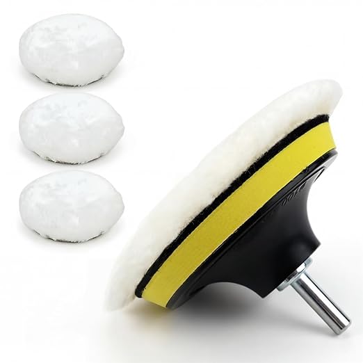 6Pcs 6 Inch Wool Polishing Buffing Pad Polishing Buffing Wheel for Drill Buffer Polisher Attachment with M14 Drill Adapter for Car Polishing and Waxing,Glass,Tire,Tile Polishing