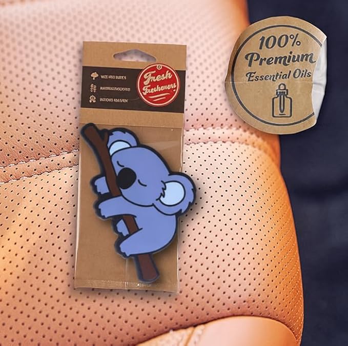 Fresh Fresheners Cute and Funny Lazy Koala Car Air Freshener 4 Pack Scented with Premium Oils