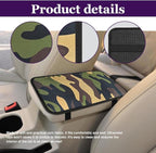 Leopard Cheetah Print African Animal Hunting Auto Center Console Armrest Pad, Car Center Console Cover, Auto Accessories Soft Comfort Armrest Cover Cushion Mat for Most Cars (Green Camouflage)
