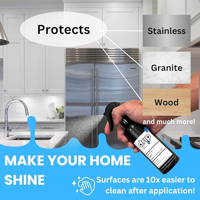 2 Pack - Home Ceramic Spray Coating Kit - 2x 10oz Spray Bottles - Kitchen & Bath - Stainless Steel - Adds Depth, Gloss, and Repels all Liquids!