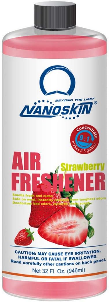 Nanoskin Concentrated Air Freshener – STRAWBERRY - Emits Fragrant Scent with Odor Eliminator into The Air to Freshen Interior | Adjustable Dilution up to 9:1 | For Automotive, Home, Office & More