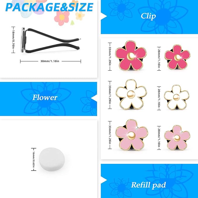 Daisy Cute Car Decoration Flower Vent Clip - Air Conditioning Outlet Clip - Colorful Car Accessory Set, SCENTED-Mixed