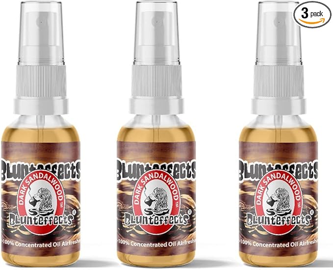 Blunteffects Blunt Effects 100% concentrated Air Freshener Car/Home Oder Neutralizing Spray (3 Pack) [Choose The Scent] (Dark Sandalwood)