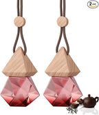 Car Air Freshener Hanging, 2 Pcs All Season Zen Tea Scent Drift Car Air Freshener, Wooden Fragrance Expanding Bottle Cap, 10ml Per Bottle, Used for Car Decoration and Fresh Air (All season Zen tea)