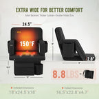 Overmont Heated Stadium Seat with Back Support – 3 Heat Levels, Dual-Zone Independent Control, 6-Position Recliner, Wide Cushion Dual Hooks Multiple Pockets – Bleacher Chair for Sport Camping Concerts