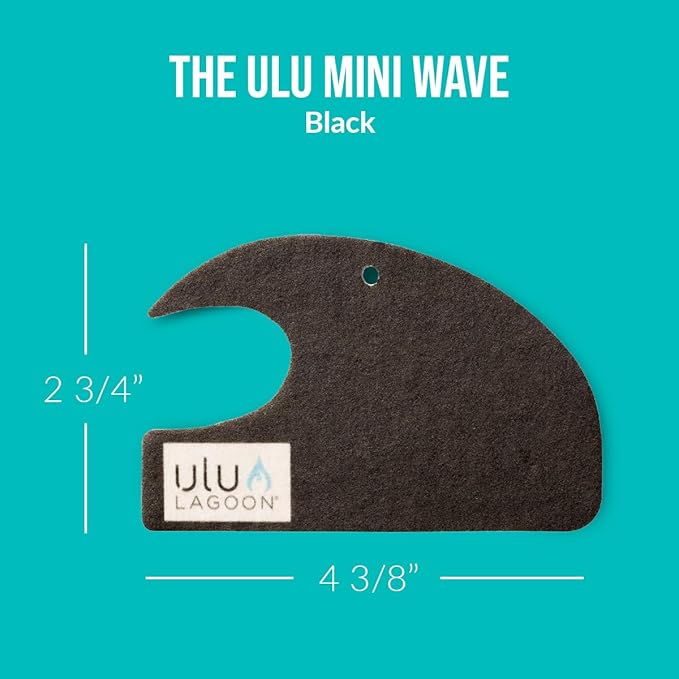 ulu Lagoon Hanging Car Air Freshener | Tropical Beach Coconut Surf Wax Scent Mini Wave | Long Lasting Car Freshener, Closet and Beyond | Made In USA | 3 Pack (Black)