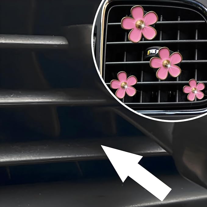 8PCS Car Daisy Flower Air Vent Clip, Cute Auto Outlet Air Conditioning Clip, Sweet Girly Vehicle Fresheners Gift for Women Girls, Car Interior Decor Universal Fit（Pink）
