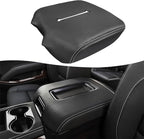 Center Console Cover Replacement for Chevy Silverado & GMC Sierra 1500 2500 3500 2014-2018, Vinyl Leather Upholstery, Anti-Scratch, Black-Gray Stitch (Fits Bucket Seat Console Only)