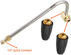 RIDGE WASHER Gutter Cleaner Attachment for Pressure Washer, with 2 Rotary Turbo Nozzle, 1/4 Inch Quick Disconnect, 3600 PSI