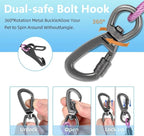 Dog Car Seat Belt - 3-in-1 Heavy Duty Safety Harness with Locking Carabiner, Universal Buckle Adapter, Chew-Proof Steel Rope (Purple, 16in/40cm)