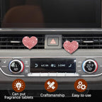 2PCS Heart-Shaped Car Vent Clip with Rhinestone, Car Vent Accessory, Bling Heart Charm Air Conditioning Outlet Clip, Auto Diffuser Air Freshener Charm for Women Girls (Pink, Heart)