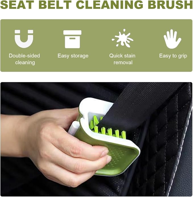 Car Seat Belt Cleaning Brush, U-Shaped Auto Interior Washing Brush with Double-Sided Bristles, Closeable Safety Belt Bristle Scrubber Cutlery Cleaner Brush for Car Home (4 PCS)