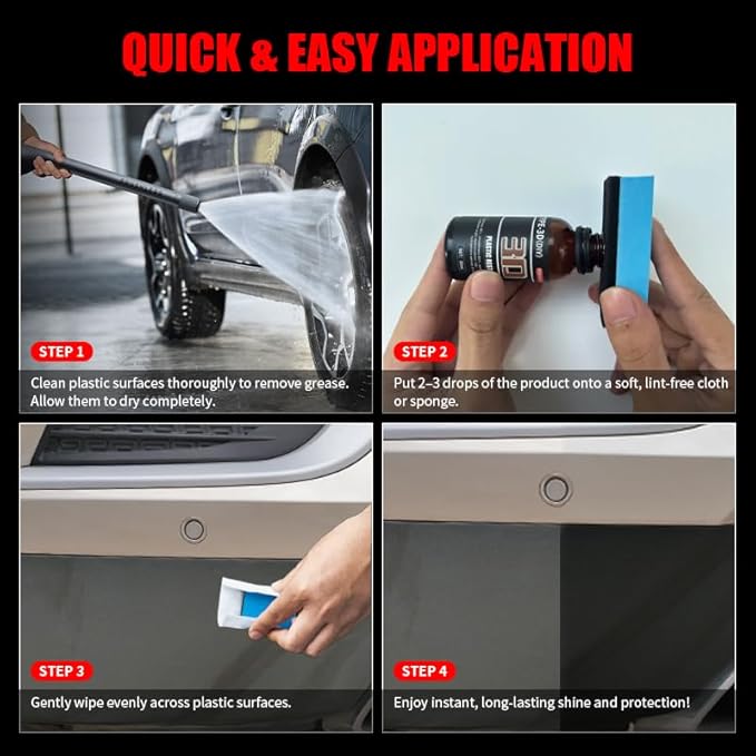 Plastic Restorer for Cars - Black Trim Restorer & Ceramic Coating,Long-Lasting,Non-Greasy Ceramic Coating for Car Plastics,Restores Faded Exterior & Interior Trim, Resists Water,UV 30ml