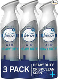 Febreze Air Mist Air Freshener Spray, Odor-Fighting Room Spray, Air Fresheners for Home and Bathroom and Kitchen, Aerosol Can, Heavy Duty Crisp Clean Scent, 8.8oz, (Pack of 3)