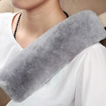 Soft & Cozy Australian Sheepskin Car Seat Belt Covers,2 Pack Fluffy Seatbelt Pads, Genunie Sheepskin Fur Shoulder Straps Cushions for Adults Kids Women and Men (Light Grey)